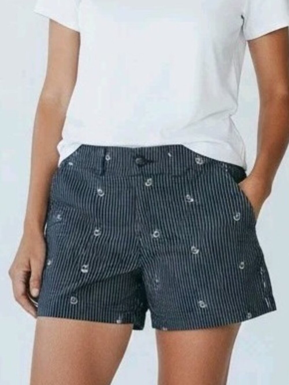 Tommy Hilfiger Women's Shorts Navy White Anchor Print Size 0